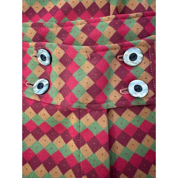 Vtg 60s 70s Multicolor Geometric Print Hip Hugger Pants M - Picture 9 of 10